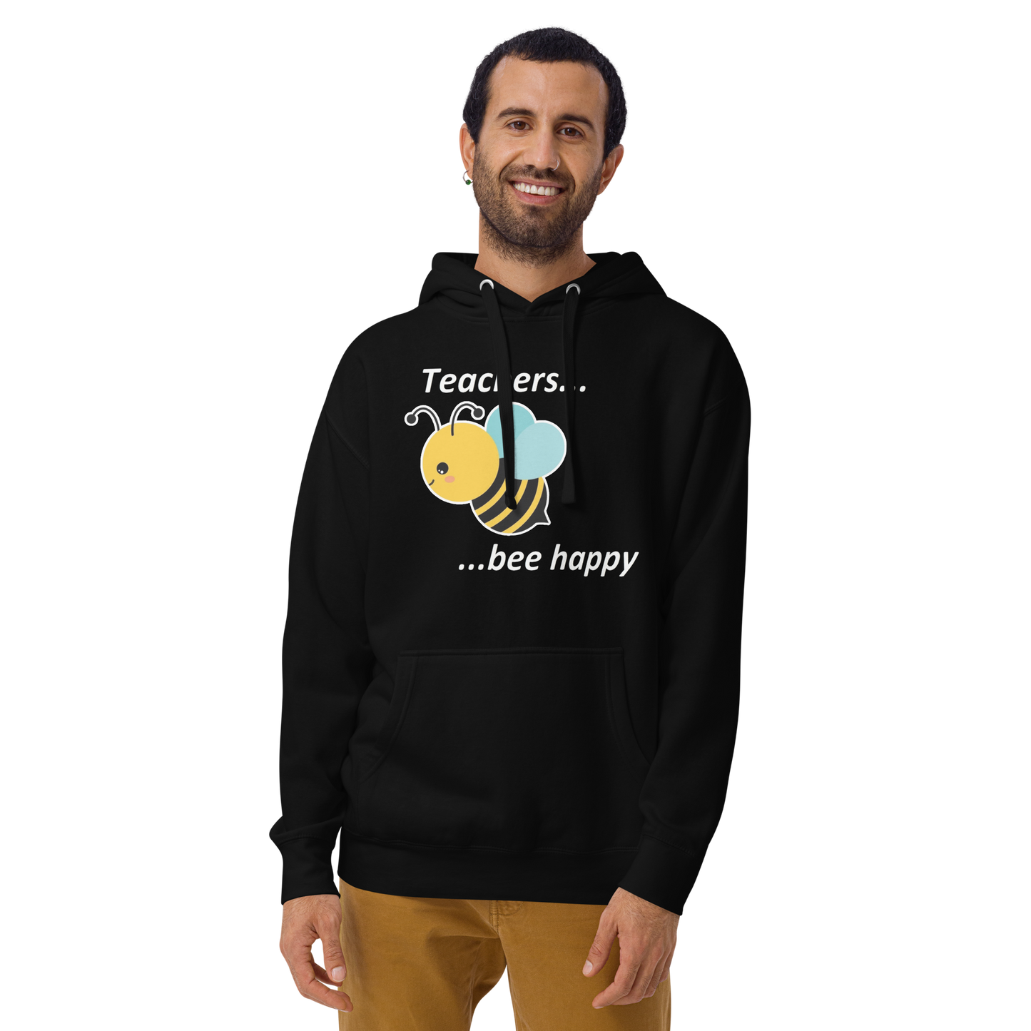 Teacher Bee Happy Unisex Hoodie - Black