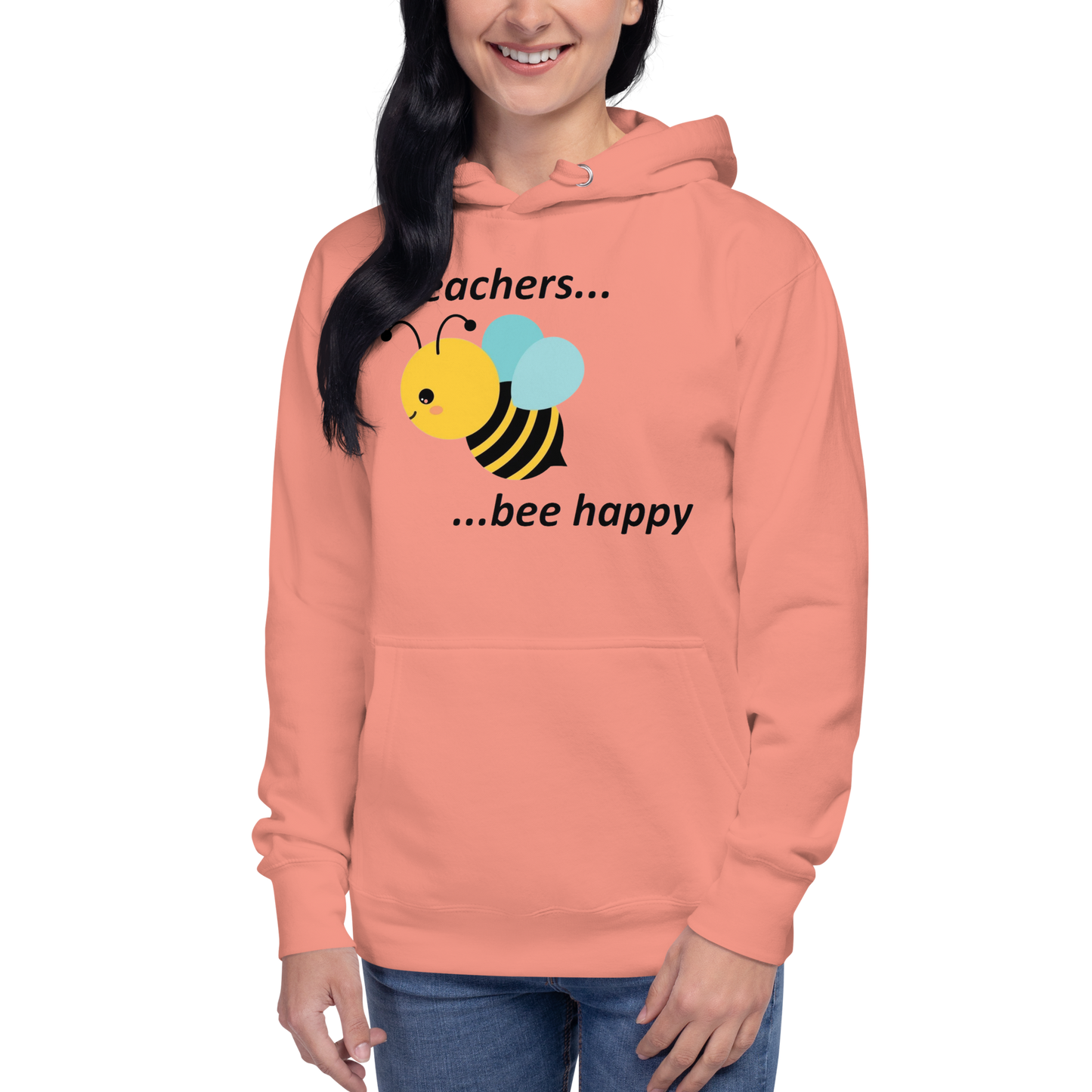 Teacher Bee Happy Unisex Hoodie - Pink