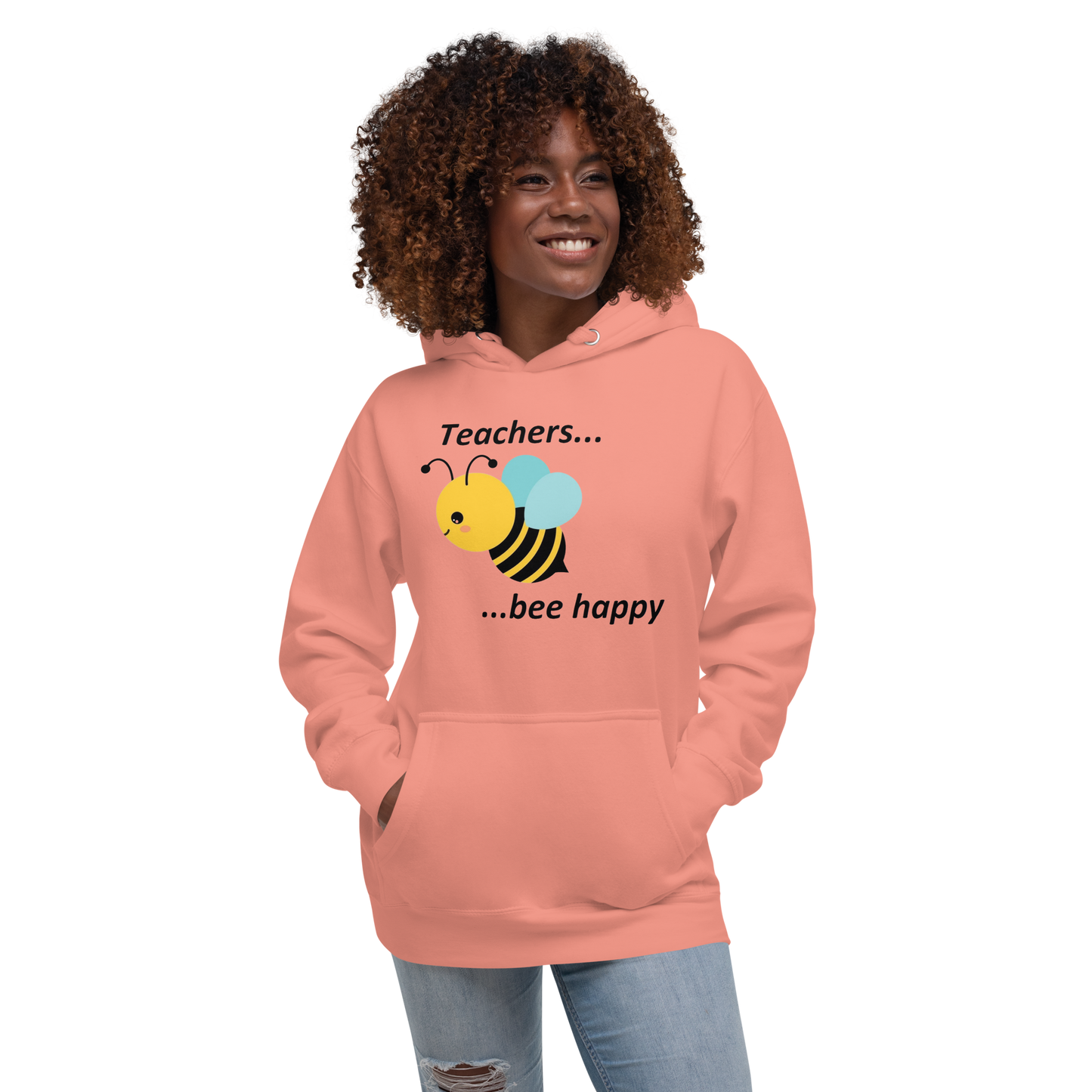 Teacher Bee Happy Unisex Hoodie - Pink