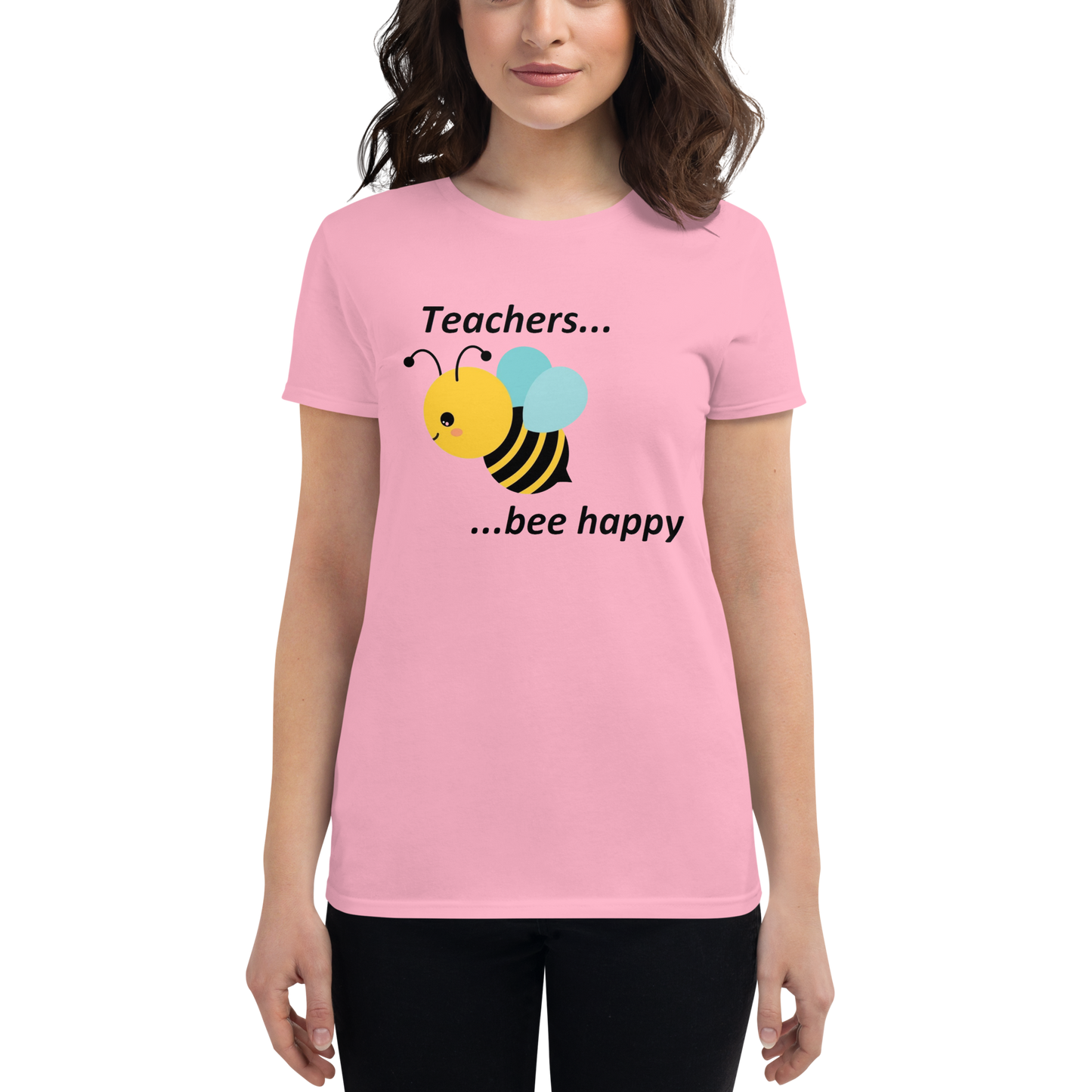 Teacher Bee Happy Women's short sleeve t-shirt - Pink