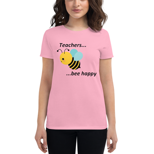 Teacher Bee Happy Women's short sleeve t-shirt - Pink