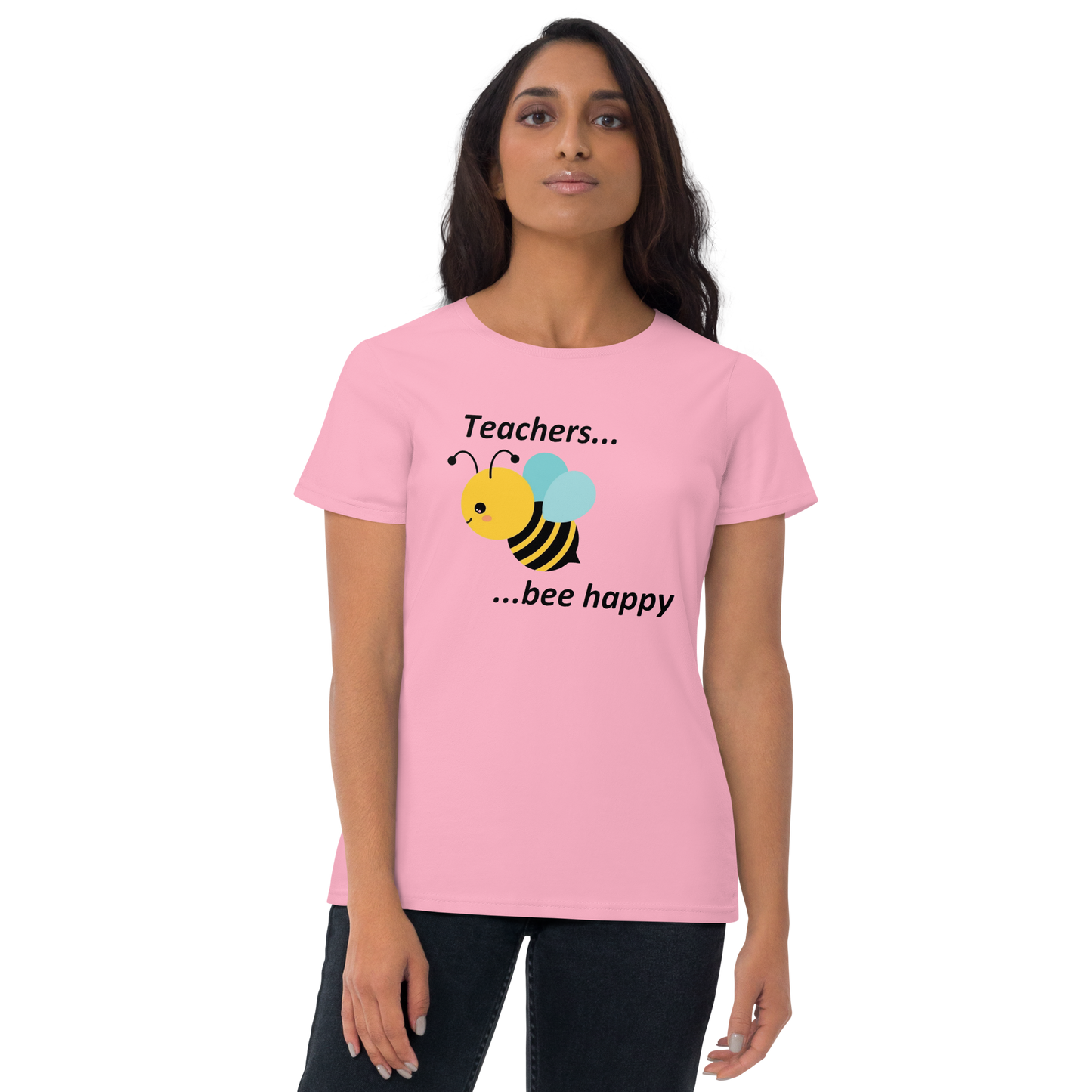 Teacher Bee Happy Women's short sleeve t-shirt - Pink