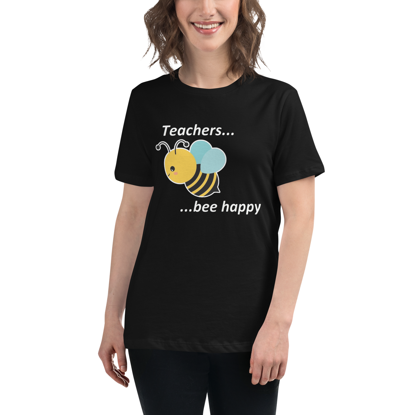 Teacher Bee Happy T-Shirt - Black