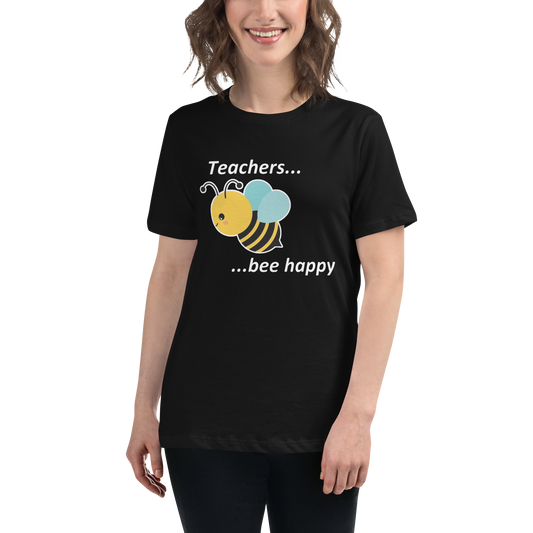 Teacher Bee Happy T-Shirt - Black