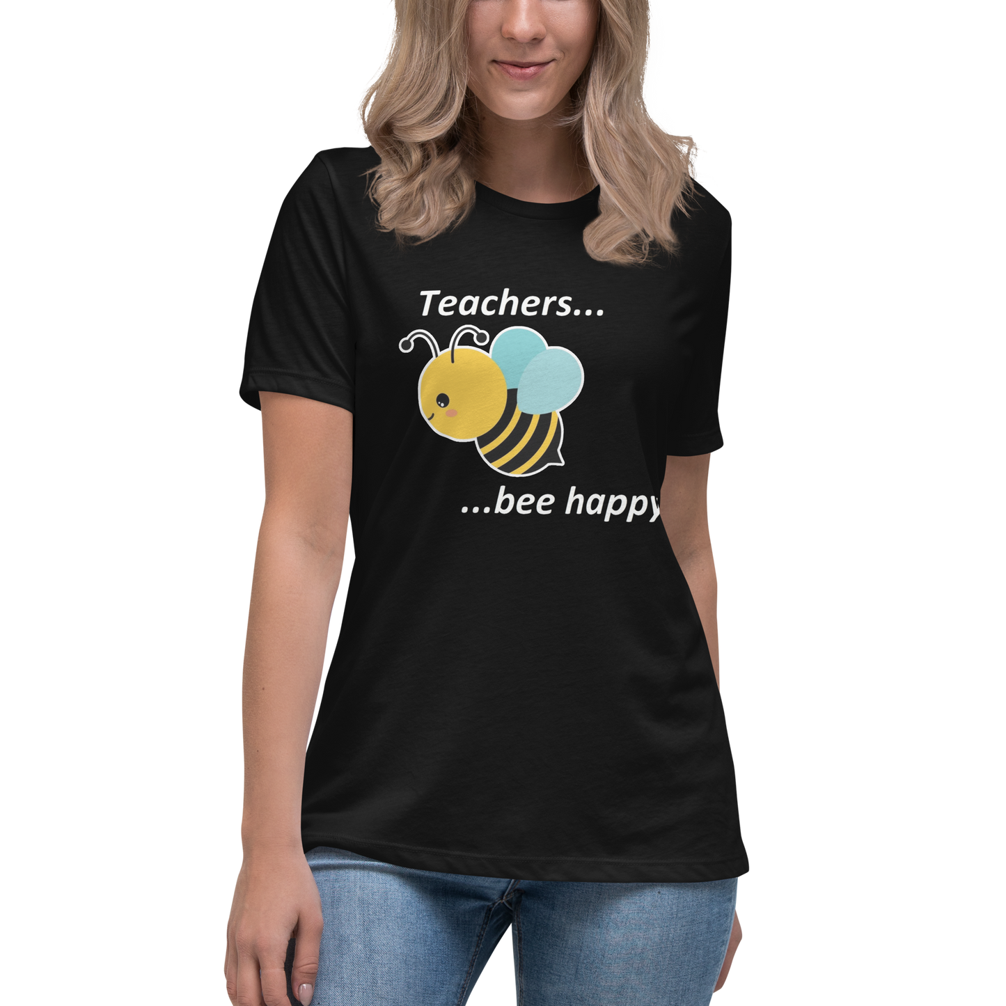 Teacher Bee Happy T-Shirt - Black