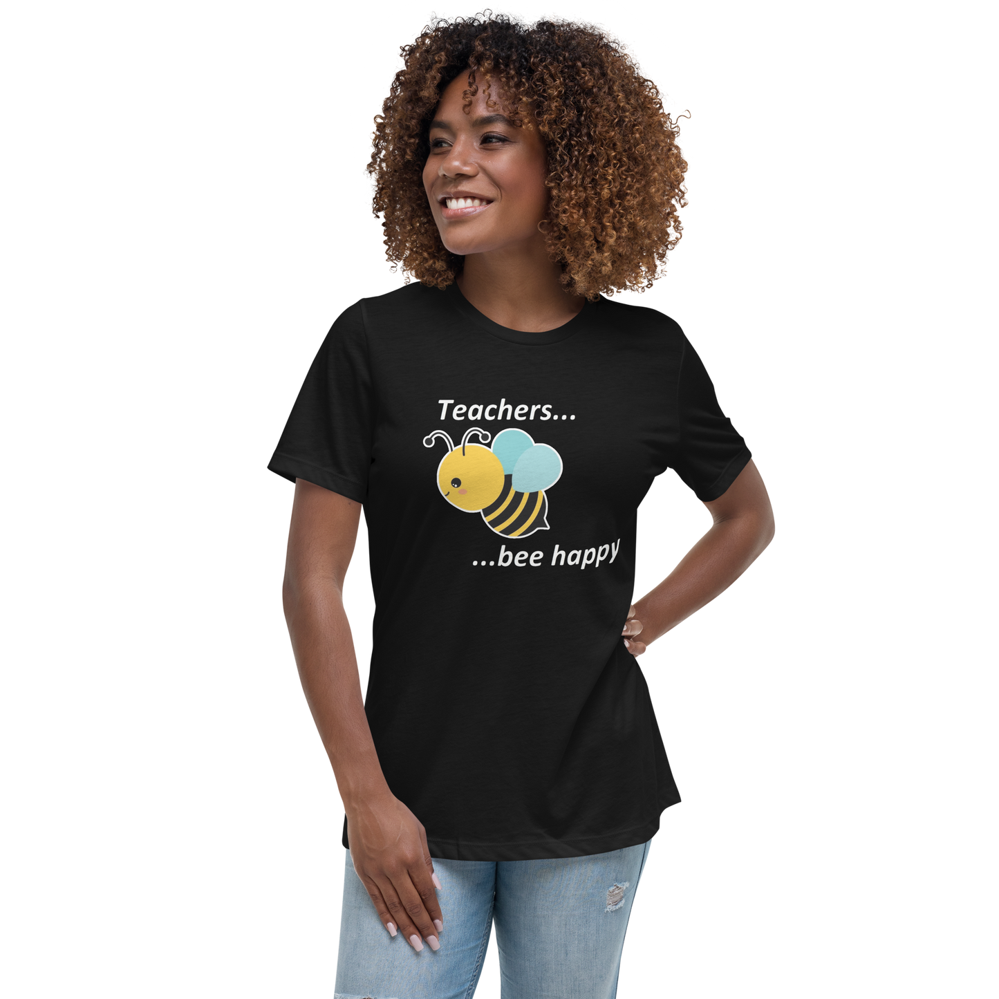 Teacher Bee Happy T-Shirt - Black